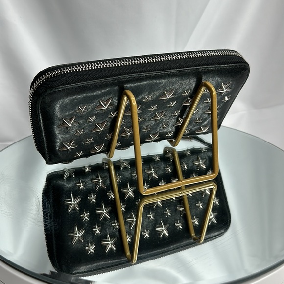 JIMMY CHOO FILIPA Star-embossed Leather Wallet Black Leather Signat… - Picture 14 of 17